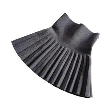 Imagem de Saia Curta Plissada De Cintura Alta Para Meninas Em Cor Sólida Outono 