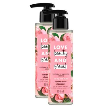 Imagem de Sabonete Líquido para Mãos e Corpo Love Beauty And Planet Manteiga de Murumuru e Rosas 300ml  Kit com duas unidades