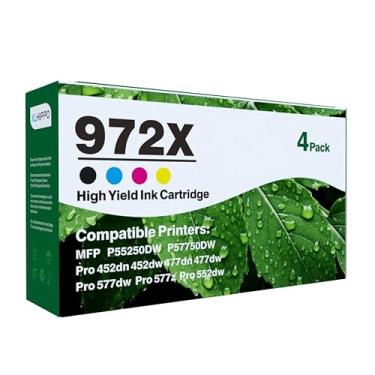 Imagem de Cartuchos de tinta de substituição 972X para HP 972X 972 972A Tinta para HP Pagewide Pro 477dw 577dw 552dw 577z 477dn 352dw 377dw 452dn 452dw gerenciado P55250dw P57750dw Impressora | Preto e Pacote