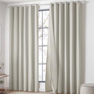 Imagem de Cortina Lunna Voil Gaze Microfibra 3,00x2,60m Sala Quarto Varão 3M - Marfim