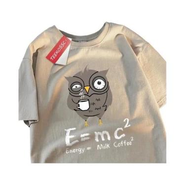 Imagem de Camiseta Masculina Oversize De Algodão Com Estampa De Café E Leite, Es