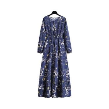 Imagem de Vestido Maxi Floral Feminino Para Primavera E Verão, Casual, Manga Lon
