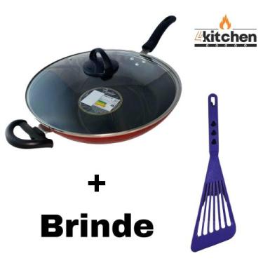 Imagem de Panela Frigideira Tampa Wok Antiaderente Teflon n30 + Brinde Cor:Roxo 