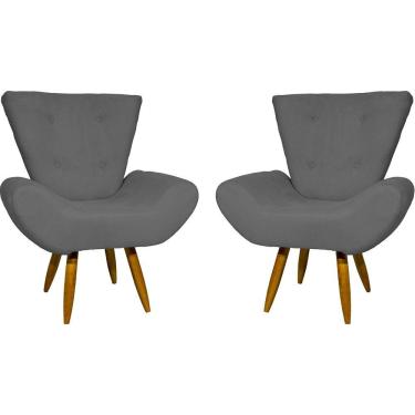 Imagem de Kit 2 Poltronas Decorativa Para Sala Recepção Manicure Consultório Escritório Emilia Suede