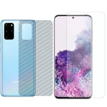 Imagem de Película Hidrogel + Adesivo Fibra De Carbono Para Samsung Galaxy S20 Plus - Transparente