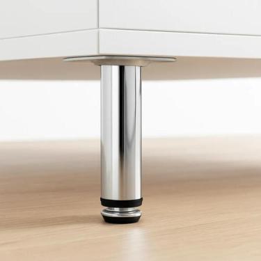 Imagem de Pé Para Móveis Redondo Pezinho Cromado 10cm Regulável - 6 un - Pé Rend