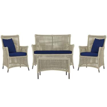 Imagem de Jogo Sofá 2 Poltronas E Mesa Igapó Marrom E10 Trama Original Rami