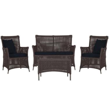 Imagem de Jogo Sofá 2 Poltronas E Mesa Igapó Marrom E12 Trama Original Marrom