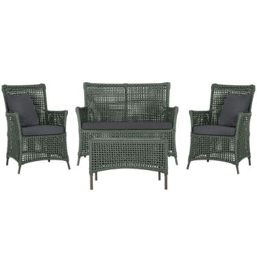 Imagem de Jogo Sofá 2 Poltronas E Mesa Igapó Marrom E11 Trama Original Verde