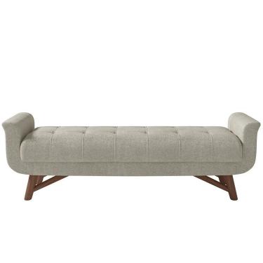 Imagem de Puff Recamier Decorativo Com Pés Em Madeira 160cm Itália Bouclê Creme