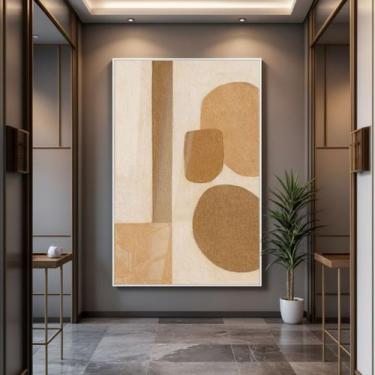 Imagem de Quadro com Moldura e Acrilico Cristal Vidro Abstrato Marrom para Sala,