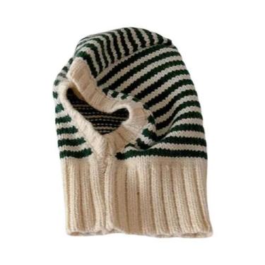 Imagem de Gorro De Inverno Infantil Com Capuz E Cachecol Em Tricô, Quente, Listr