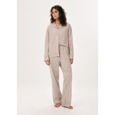 Imagem de Calça Feminina Anarruga Fio Tinto Estampada - Marrom G - Hering Intima