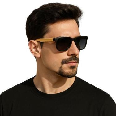Imagem de Óculos de Sol Madeira Premium Clássico Bambu Resistente Proteção UV400