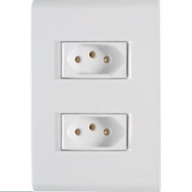 Imagem de Conjunto 4x2 com 2 Tomadas 2P+T Tramontina 20 A 250 V Liz Branco