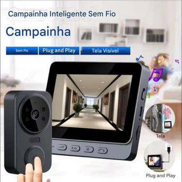 Imagem de Campainha Inteligente Sem Fio com Tela LCD Monitor Plug & Play Alta De