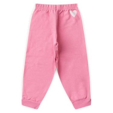 Imagem de Calça Inverno Menina Rosa em Moletom com Friso Sobreposto Coração - Mo