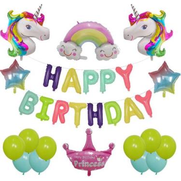 Imagem de Kit de balão Unicorn, 19 peças de folha de látex para festa de anivers