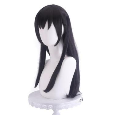 Imagem de Peruca de cosplay Fkeyes Blacks Longs Sintético Cabelo Sintético 70cm 