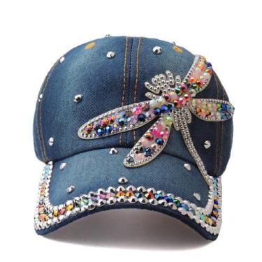Imagem de Boné de beisebol Trucker com design de libélula de strass - Yiweisai