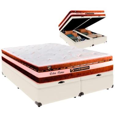 Imagem de Cama Baú Queen e Colchão Esplendor Molas Ensacadas Luckspuma Palha