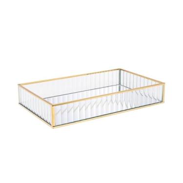 Imagem de LYOR - Bandeja de Metal com Espelho Dourada 15Cm x 25Cm x 4Cm