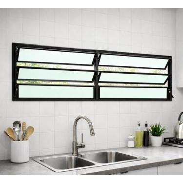 Imagem de Vitro Basculante Alumínio Preto 2 Seções 60x120 Brecorimo