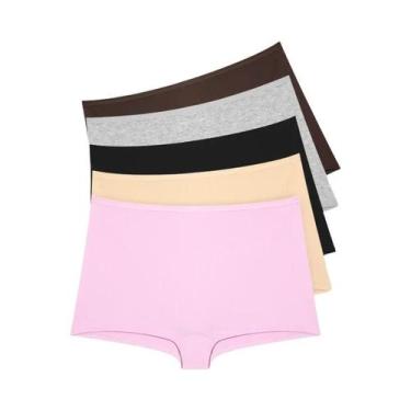 Imagem de Shorts Boxer Femininos De Algodão Sem Costura De Cintura Alta, Pacote 