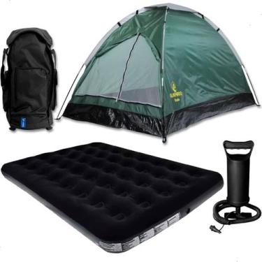 Imagem de Barraca Camping 3 Pessoas + Colchão Casal + Bomba + Mochila Reforçada 
