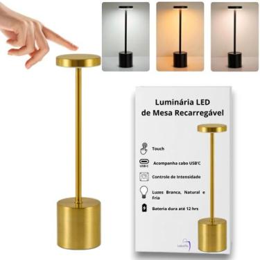 Imagem de Luminária De Mesa Led Recarregável Sem Fio De Metal Dimmer Bronze Bron