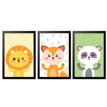 Imagem de Kit Quadros Decorativos Quarto Infantil Animais Safari Fofo - Creative