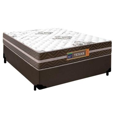 Imagem de Cama Box Casal Sintético Colchão Molas Ensacadas Colchões 138cm Marrom Suporta Até 120...