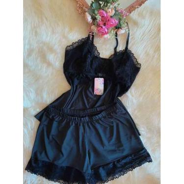 Imagem de Baby Doll Luxo Nobre Com Renda Conjunto De Lingerie Pijama Feminino Fl