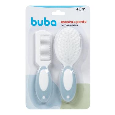 Imagem de Escova e Pente Cerdas Macias Azul Buba