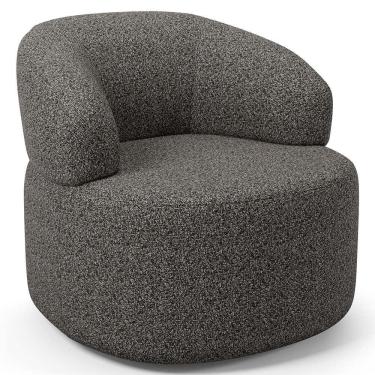 Imagem de Poltrona Giratória Orgânica Para Sala De Estar Living Helena L02 Linho Mescla Chumbo - Lyam Decor
