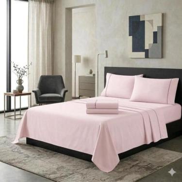 Imagem de Jogo Lençol cama Casal 400 Fios 4 Peças algodao com elastico - Rafalor