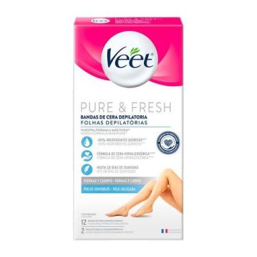 Imagem de Folhas Depilatórias Veet Pure & Fresh Pernas e Corpo 12 Unidades