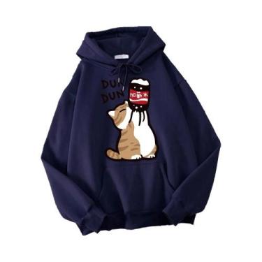 Imagem de Moletom Masculino Casual Harajuku Com Capuz De Gato De Desenho Animado