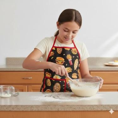 Imagem de Avental Infantil de Cozinha Estampado Impermeável Juvenil Kids COR:HAM