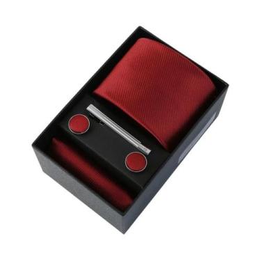 Imagem de Conjunto De Gravata Masculina De Luxo Em Cor Sólida Com Lenço De Bolso