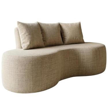 Imagem de Sofa 2 Lugares Organico 160 cm Ibiza Linho Vazzano - Dmonegatto, Avelã
