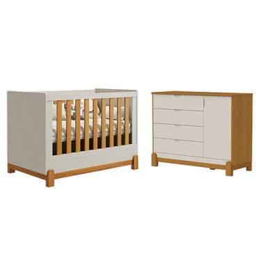 Imagem de Berço Americano Lótus Liso Areia Savana Com Cômoda Com Porta Lótus Liso Areia Savana - Reller