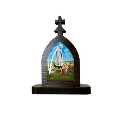Imagem de Mini Capela de Nossa Senhora de Fátima em MDF - Marrom Escuro - Decora