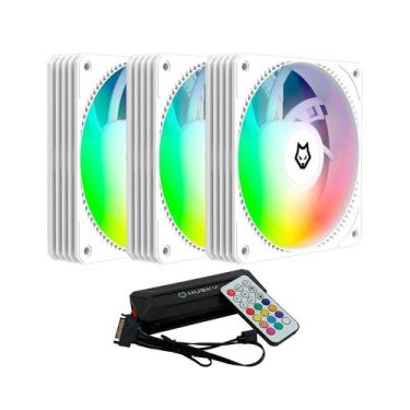 Imagem de Kit com 3 Ventoinhas Husky Arctic Breeze, 120mm, ARGB, Branco - HKCF30