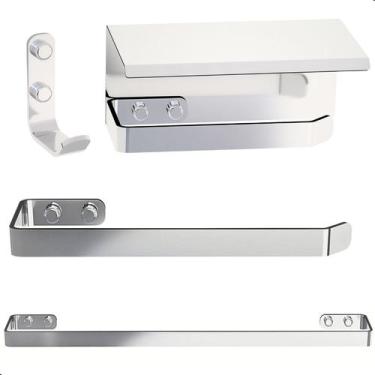 Imagem de Kit Acessórios Para Banheiro Inox e Cromado 4 Peças MAX - MetalCromo