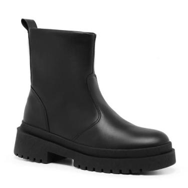 Imagem de Coturno Feminino Tratorado com Ziper - Novo Hábito, Preto, 36