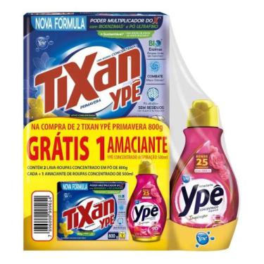 Imagem de Kit 2 Sabão Pó Tixan 800g Amaciante Concen Ypê 500ml - Congratulations