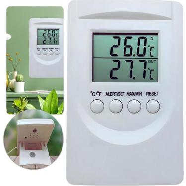Imagem de Termômetro Digital Temperatura Máxima e Mínima Interno e Externo com A