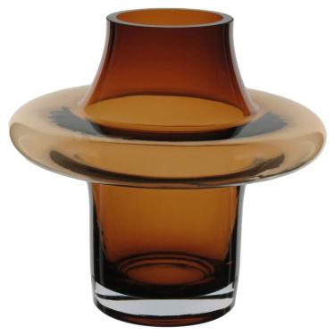 Imagem de VASO DECORATIVO ENFEITE PLANTA VINTAGE VIDRO 19x20x20cm ÂMBAR