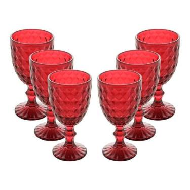 Imagem de Jogo 6 Taça De Vidro água Suco Roman Vermelho Wollf 345ml - WOLFF